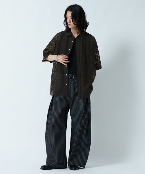 RAGEBLUE（レイジブルー）の「DESIGN LACE KNITTING SHIRTS/デザインレース柄シャツ（シャツ/ブラウス・メンズ・ホワイト/ブラック/ブルー・MEDIUM/LARGE）」の17枚目の写真