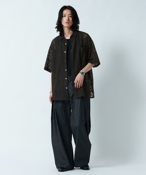 RAGEBLUE（レイジブルー）の「DESIGN LACE KNITTING SHIRTS/デザインレース柄シャツ（シャツ/ブラウス・メンズ・ホワイト/ブラック/ブルー・MEDIUM/LARGE）」の18枚目の写真