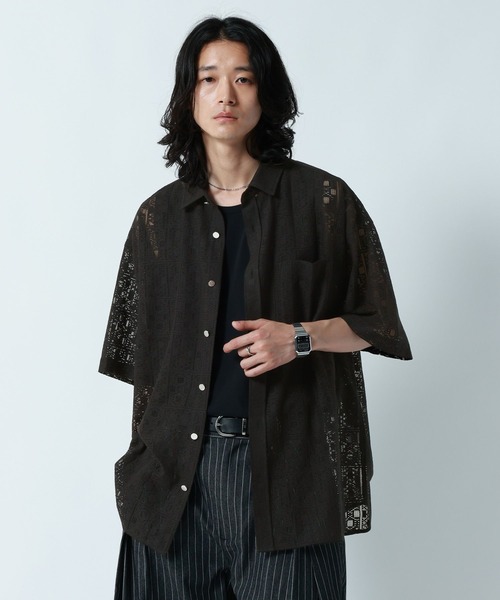 RAGEBLUE（レイジブルー）の「DESIGN LACE KNITTING SHIRTS/デザインレース柄シャツ（シャツ/ブラウス・メンズ・ホワイト/ブラック/ブルー・MEDIUM/LARGE）」の22枚目の写真