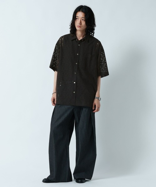 RAGEBLUE（レイジブルー）の「DESIGN LACE KNITTING SHIRTS/デザインレース柄シャツ（シャツ/ブラウス・メンズ・ホワイト/ブラック/ブルー・MEDIUM/LARGE）」の20枚目の写真
