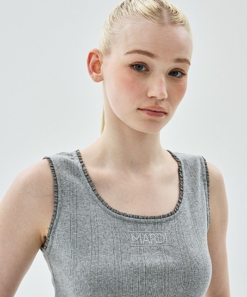 Mardi Mercredi(マルディメクルディ)の「TANK SCOOP NECK EYELET / タンク スクープ ネック アイレット(タンクトップ・レディース・グレー/アイボリー/ブラック・FREE)」の1枚目の写真