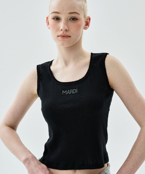 Mardi Mercredi(マルディメクルディ)の「TANK SCOOP NECK EYELET / タンク スクープ ネック アイレット(タンクトップ・レディース・グレー/アイボリー/ブラック・FREE)」の2枚目の写真