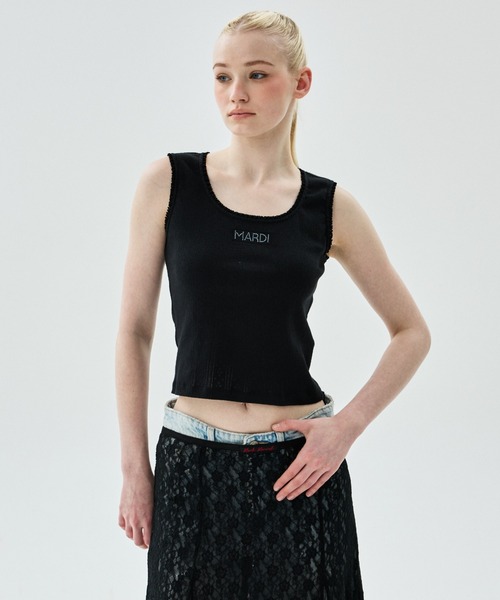Mardi Mercredi(マルディメクルディ)の「TANK SCOOP NECK EYELET / タンク スクープ ネック アイレット(タンクトップ・レディース・グレー/アイボリー/ブラック・FREE)」の11枚目の写真