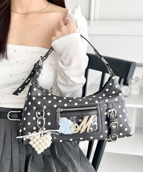 wears（ウェアーズ）の「ヲタ活 ドット柄 2way フロントクリアポケットワンショルダーバッグ（ショルダーバッグ・レディース・ホワイト/ブラック・FREE）」の2枚目の写真