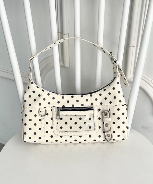 wears（ウェアーズ）の「ヲタ活 ドット柄 2way フロントクリアポケットワンショルダーバッグ（ショルダーバッグ・レディース・ホワイト/ブラック・FREE）」の7枚目の写真