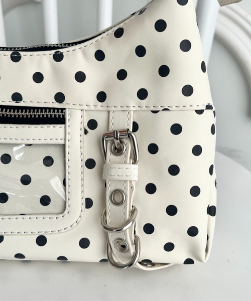 wears（ウェアーズ）の「ヲタ活 ドット柄 2way フロントクリアポケットワンショルダーバッグ（ショルダーバッグ・レディース・ホワイト/ブラック・FREE）」の10枚目の写真