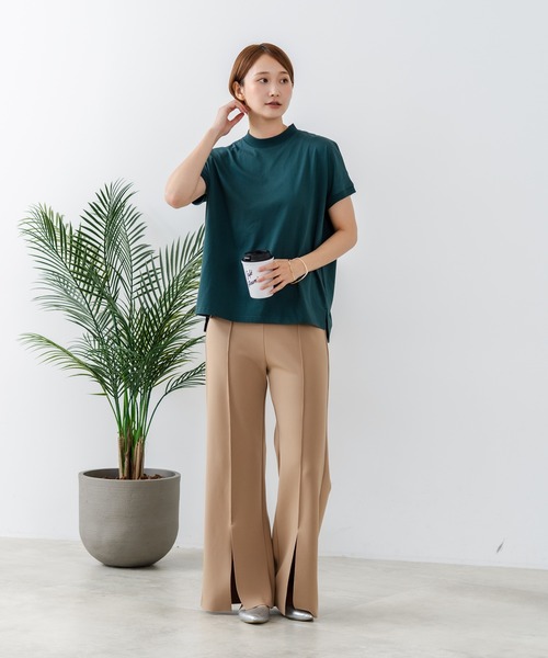 fort point(フォーポイント)の「【C-FORTPOINT/フォートポイント】【ストレッチ性抜群の冷感素材を使用】フレンチスリーブ モックネックTシャツ プチハイネック プルオーバー 接触冷感 涼しい 二の腕カバー サイドスリット(Tシャツ/カットソー・レディース・オフホワイト/ブラック/グリーン/ライトグレー/ブラウン・FREE)」の17枚目の写真