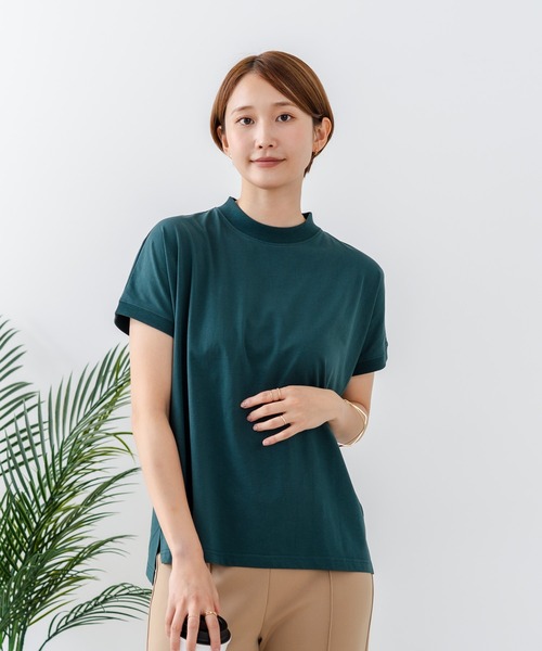 fort point(フォーポイント)の「【C-FORTPOINT/フォートポイント】【ストレッチ性抜群の冷感素材を使用】フレンチスリーブ モックネックTシャツ プチハイネック プルオーバー 接触冷感 涼しい 二の腕カバー サイドスリット(Tシャツ/カットソー・レディース・オフホワイト/ブラック/グリーン/ライトグレー/ブラウン・FREE)」の20枚目の写真