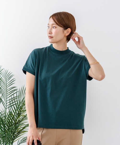 fort point(フォーポイント)の「【C-FORTPOINT/フォートポイント】【ストレッチ性抜群の冷感素材を使用】フレンチスリーブ モックネックTシャツ プチハイネック プルオーバー 接触冷感 涼しい 二の腕カバー サイドスリット(Tシャツ/カットソー・レディース・オフホワイト/ブラック/グリーン/ライトグレー/ブラウン・FREE)」の21枚目の写真