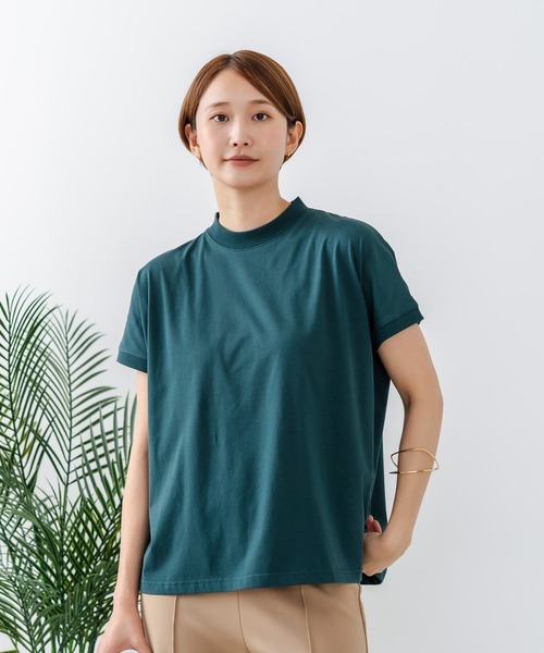 fort point(フォーポイント)の「【C-FORTPOINT/フォートポイント】【ストレッチ性抜群の冷感素材を使用】フレンチスリーブ モックネックTシャツ プチハイネック プルオーバー 接触冷感 涼しい 二の腕カバー サイドスリット(Tシャツ/カットソー・レディース・オフホワイト/ブラック/グリーン/ライトグレー/ブラウン・FREE)」の22枚目の写真