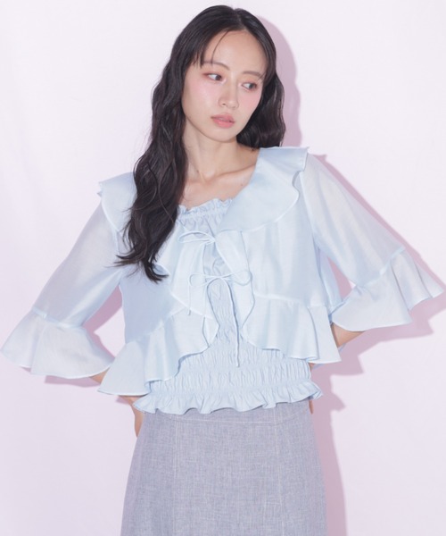 JILL by JILL STUART(ジルバイジルスチュアート)の「シアーブラウスアンサンブル(シャツ/ブラウス・レディース・ホワイト系その他/ブルー/ピンク・FREE)」の3枚目の写真