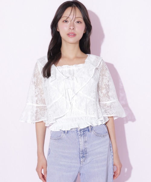 JILL by JILL STUART(ジルバイジルスチュアート)の「シアーブラウスアンサンブル(シャツ/ブラウス・レディース・ホワイト系その他/ブルー/ピンク・FREE)」の7枚目の写真