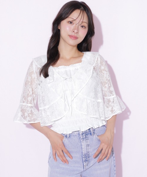 JILL by JILL STUART(ジルバイジルスチュアート)の「シアーブラウスアンサンブル(シャツ/ブラウス・レディース・ホワイト系その他/ブルー/ピンク・FREE)」の9枚目の写真