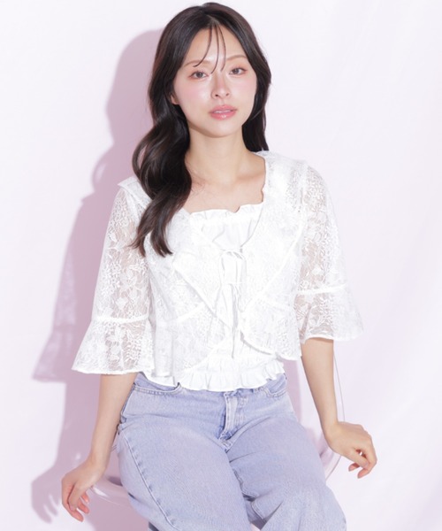 JILL by JILL STUART(ジルバイジルスチュアート)の「シアーブラウスアンサンブル(シャツ/ブラウス・レディース・ホワイト系その他/ブルー/ピンク・FREE)」の5枚目の写真