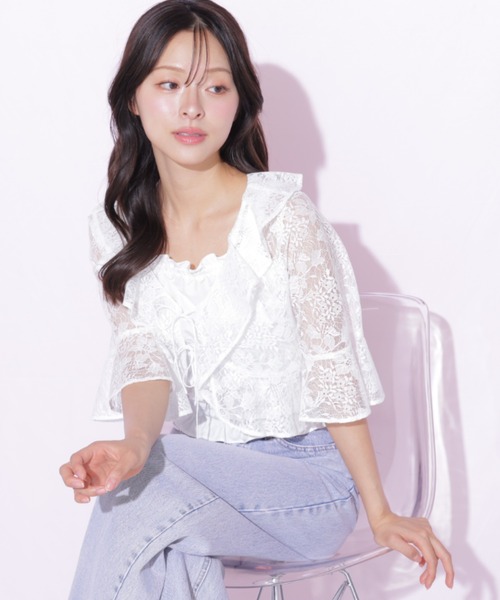 JILL by JILL STUART(ジルバイジルスチュアート)の「シアーブラウスアンサンブル(シャツ/ブラウス・レディース・ホワイト系その他/ブルー/ピンク・FREE)」の4枚目の写真