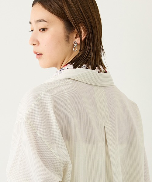 ROPE'(ロペ)の「キュプラコットン クロップドシャツブラウス/イージーケア・夏の羽織り・冷房対策(シャツ/ブラウス・レディース・ブルー系その他4/ホワイト系その他・FREE)」の19枚目の写真