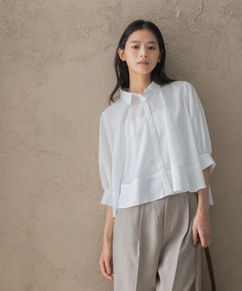 URBAN RESEARCH ROSSO WOMEN(アーバンリサーチ ロッソ)の「ウォッシャブルブライトローンシャツブラウス(シャツ/ブラウス・レディース・ブラック/オフホワイト/ブルー系その他・FREE)」の4枚目の写真