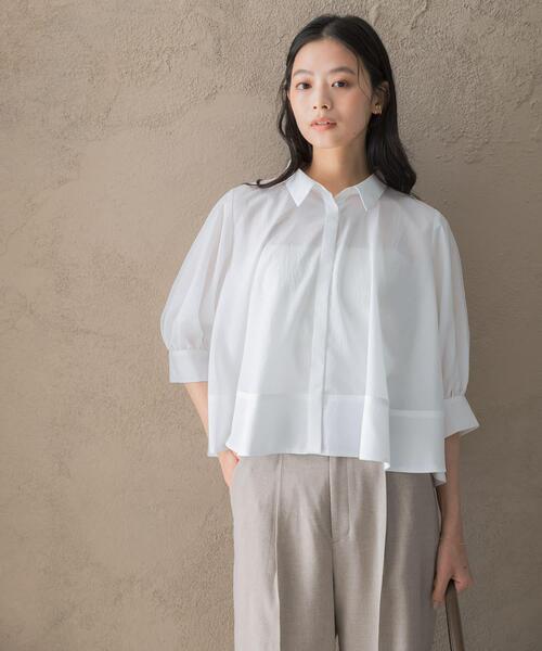 URBAN RESEARCH ROSSO WOMEN(アーバンリサーチ ロッソ)の「ウォッシャブルブライトローンシャツブラウス(シャツ/ブラウス・レディース・ブラック/オフホワイト/ブルー系その他・FREE)」の5枚目の写真