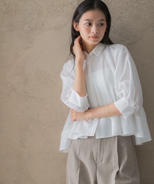 URBAN RESEARCH ROSSO WOMEN(アーバンリサーチ ロッソ)の「ウォッシャブルブライトローンシャツブラウス(シャツ/ブラウス・レディース・ブラック/オフホワイト/ブルー系その他・FREE)」の1枚目の写真