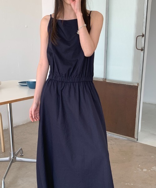 LAFFMO(ラフモ)の「ウエストギャザーロングキャミワンピース(ワンピース・レディース・オレンジ/ネイビー/ホワイト・F)」の11枚目の写真