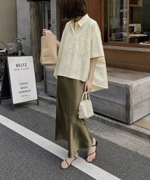 【KONVINI select】オーバーサイズ 半袖シャツ レディース ビッグシルエット ブラウス オフィスカジュアル 韓国ファッション