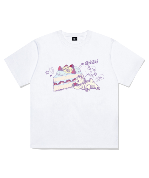 PAGESIISII(ページシシ)の「ヴィンテージキャットプリンティング半袖Tシャツホワイト(Tシャツ/カットソー・レディース・その他・SMALL/MEDIUM/LARGE)」の2枚目の写真