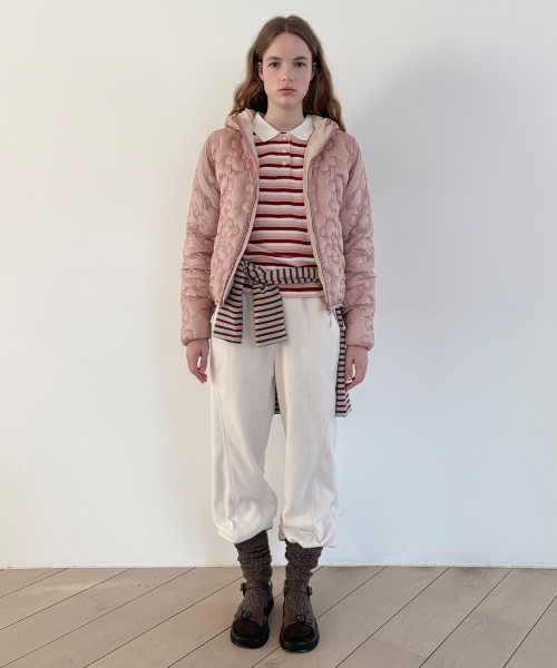 SINOON（シヌーン）の「SN Stripe Collar T-shirt (Pink)（ポロシャツ・レディース・PINK・SMALL/MEDIUM）」の3枚目の写真