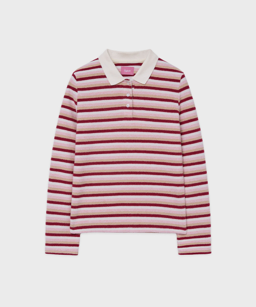 SINOON（シヌーン）の「SN Stripe Collar T-shirt (Pink)（ポロシャツ・レディース・PINK・SMALL/MEDIUM）」の4枚目の写真