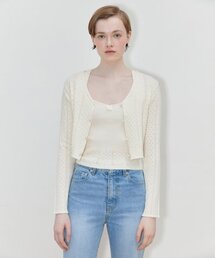 SCALLOP PUNCHING CARDIGAN (IVORY)