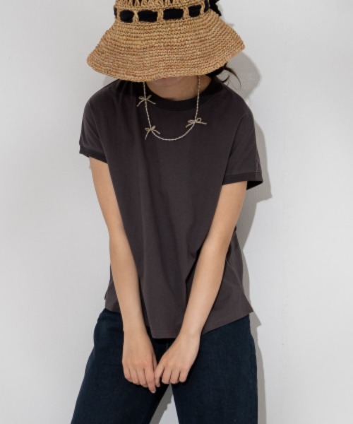 MONO KOTO DEPT.(モノコトデプト)の「汗染み防止 フレンチスリーブコットンTシャツ(Tシャツ/カットソー・レディース・オフホワイト/ブラック/チャコールグレー/ネイビー/グレイッシュベージュ/アイボリー・M/L)」の15枚目の写真