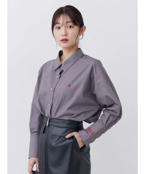 POLO BCS(ポロ ビーシーエス)の「【POLOBCS】オーバーシャツ(シャツ/ブラウス・レディース・ブルー/ピンク/ライトブルー/チャコールグレー/オフホワイト・MEDIUM)」の2枚目の写真