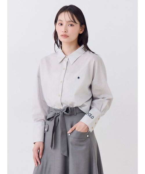 POLO BCS(ポロ ビーシーエス)の「【POLOBCS】オーバーシャツ(シャツ/ブラウス・レディース・ブルー/ピンク/ライトブルー/チャコールグレー/オフホワイト・MEDIUM)」の4枚目の写真