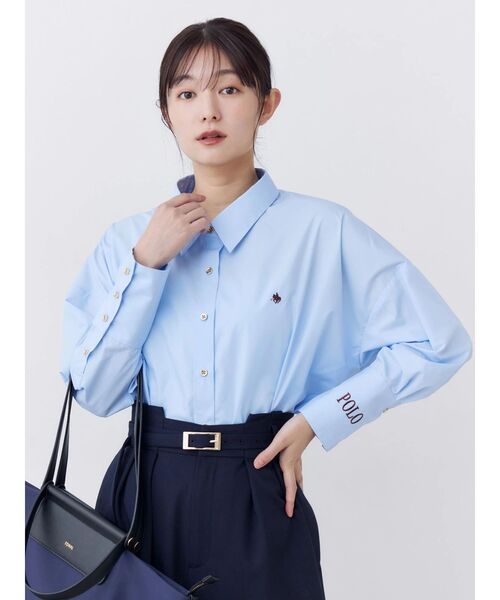 POLO BCS(ポロ ビーシーエス)の「【POLOBCS】オーバーシャツ(シャツ/ブラウス・レディース・ブルー/ピンク/ライトブルー/チャコールグレー/オフホワイト・MEDIUM)」の3枚目の写真