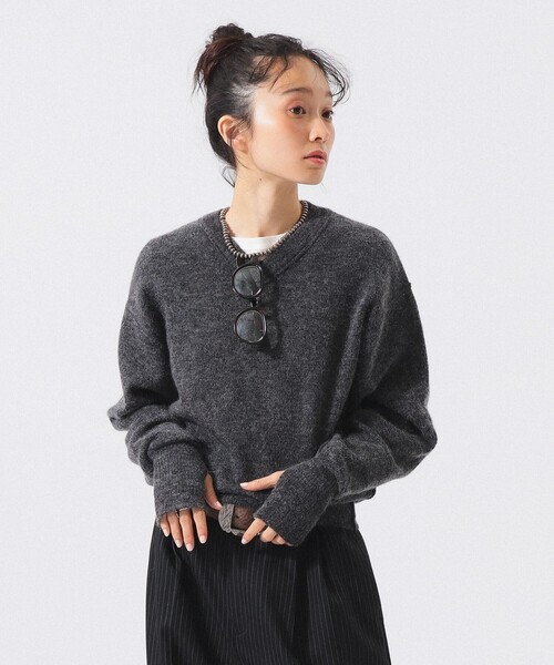 BEAMS BOY(ビームスボーイ)の「モヘヤ ミックス Vネック ニット(ニット/セーター・レディース・ブラウン/オフホワイト/トップグレー・1/0/2)」の1枚目の写真