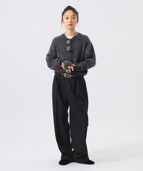BEAMS BOY(ビームスボーイ)の「モヘヤ ミックス Vネック ニット(ニット/セーター・レディース・ブラウン/オフホワイト/トップグレー・1/0/2)」の8枚目の写真