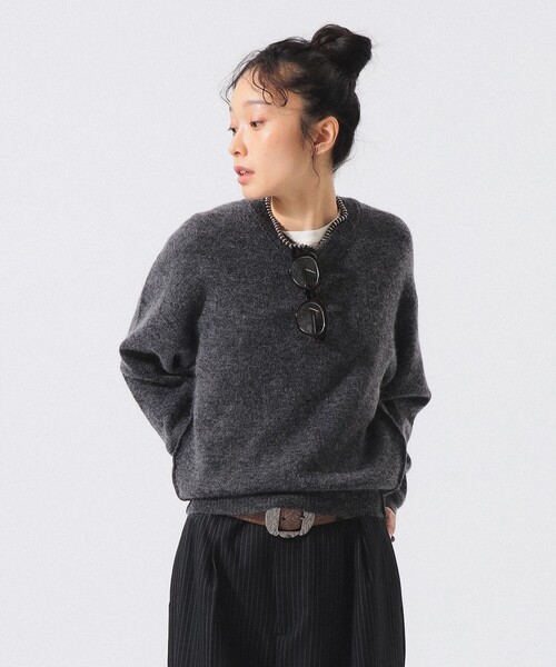 BEAMS BOY(ビームスボーイ)の「モヘヤ ミックス Vネック ニット(ニット/セーター・レディース・ブラウン/オフホワイト/トップグレー・1/0/2)」の11枚目の写真