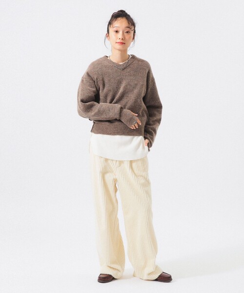 BEAMS BOY(ビームスボーイ)の「モヘヤ ミックス Vネック ニット(ニット/セーター・レディース・ブラウン/オフホワイト/トップグレー・1/0/2)」の12枚目の写真
