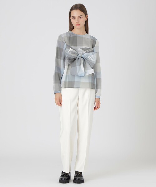 BLUE LABEL CRESTBRIDGE（ブルーレーベルクレストブリッジ）の「クレストブリッジチェックシアーボイルリボンブラウス（シャツ/ブラウス・レディース・パープル系その他4/ブルー系その他4/レッド・38/36）」の16枚目の写真
