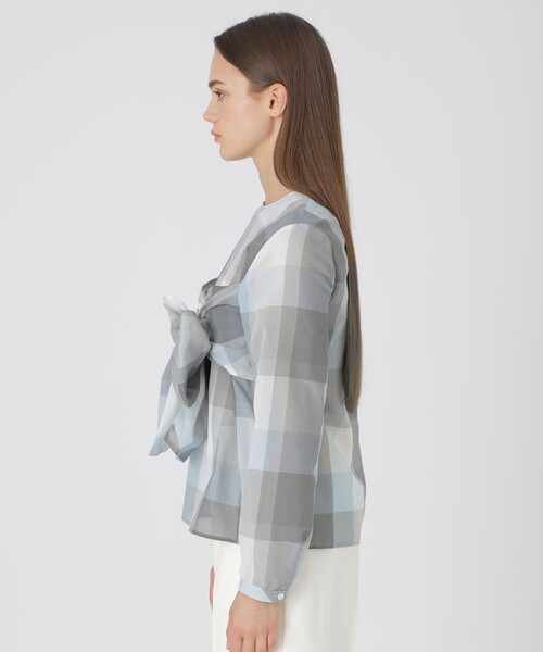 BLUE LABEL CRESTBRIDGE（ブルーレーベルクレストブリッジ）の「クレストブリッジチェックシアーボイルリボンブラウス（シャツ/ブラウス・レディース・パープル系その他4/ブルー系その他4/レッド・38/36）」の18枚目の写真