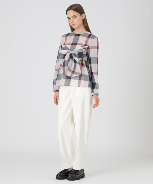 BLUE LABEL CRESTBRIDGE（ブルーレーベルクレストブリッジ）の「クレストブリッジチェックシアーボイルリボンブラウス（シャツ/ブラウス・レディース・パープル系その他4/ブルー系その他4/レッド・38/36）」の11枚目の写真
