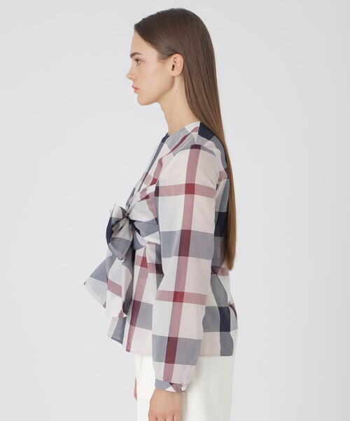 BLUE LABEL CRESTBRIDGE（ブルーレーベルクレストブリッジ）の「クレストブリッジチェックシアーボイルリボンブラウス（シャツ/ブラウス・レディース・パープル系その他4/ブルー系その他4/レッド・38/36）」の13枚目の写真