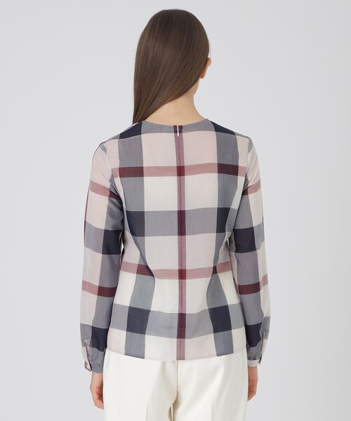 BLUE LABEL CRESTBRIDGE（ブルーレーベルクレストブリッジ）の「クレストブリッジチェックシアーボイルリボンブラウス（シャツ/ブラウス・レディース・パープル系その他4/ブルー系その他4/レッド・38/36）」の4枚目の写真
