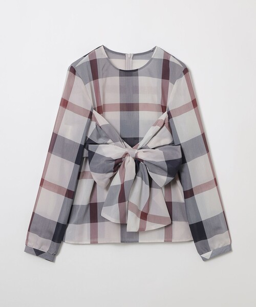 BLUE LABEL CRESTBRIDGE（ブルーレーベルクレストブリッジ）の「クレストブリッジチェックシアーボイルリボンブラウス（シャツ/ブラウス・レディース・パープル系その他4/ブルー系その他4/レッド・38/36）」の7枚目の写真
