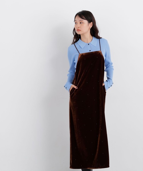 N.（N. Natural Beauty Basic）（エヌエヌナチュラルビューティーベーシック）の「ベロアドット刺繍キャミワンピ（ワンピース・レディース・ブラウン系その他/ブラック系その他2・ﾌﾘ-）」の14枚目の写真