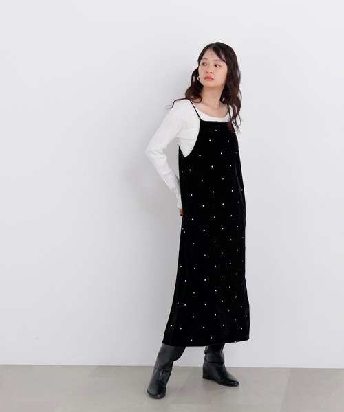 N.（N. Natural Beauty Basic）（エヌエヌナチュラルビューティーベーシック）の「ベロアドット刺繍キャミワンピ（ワンピース・レディース・ブラウン系その他/ブラック系その他2・ﾌﾘ-）」の17枚目の写真