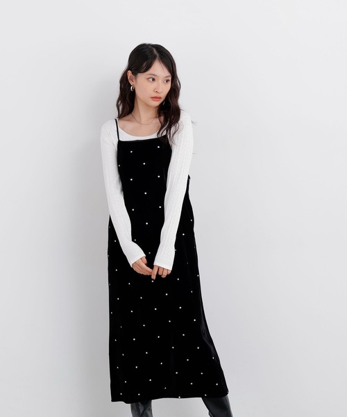 N.（N. Natural Beauty Basic）（エヌエヌナチュラルビューティーベーシック）の「ベロアドット刺繍キャミワンピ（ワンピース・レディース・ブラウン系その他/ブラック系その他2・ﾌﾘ-）」の20枚目の写真