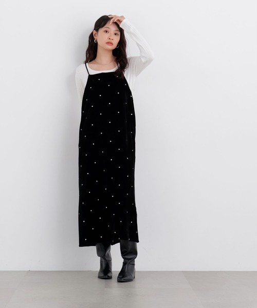N.（N. Natural Beauty Basic）（エヌエヌナチュラルビューティーベーシック）の「ベロアドット刺繍キャミワンピ（ワンピース・レディース・ブラウン系その他/ブラック系その他2・ﾌﾘ-）」の21枚目の写真