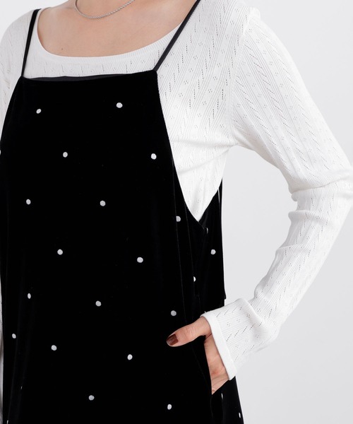 N.（N. Natural Beauty Basic）（エヌエヌナチュラルビューティーベーシック）の「ベロアドット刺繍キャミワンピ（ワンピース・レディース・ブラウン系その他/ブラック系その他2・ﾌﾘ-）」の9枚目の写真