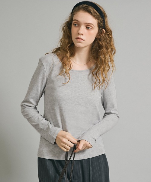 coca(coca)(コカ)の「シルキースムースUネックTシャツ(Tシャツ/カットソー・レディース・ホワイト/ブラック/グレー・L/M/S)」の7枚目の写真