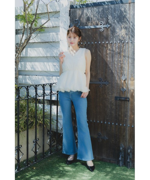 ORGUE（オルグ）の「Fringe jacquard blouse/フリンジジャガードブラウス（シャツ/ブラウス・レディース・ピンク/ブラック/アイボリー・FREE）」の10枚目の写真